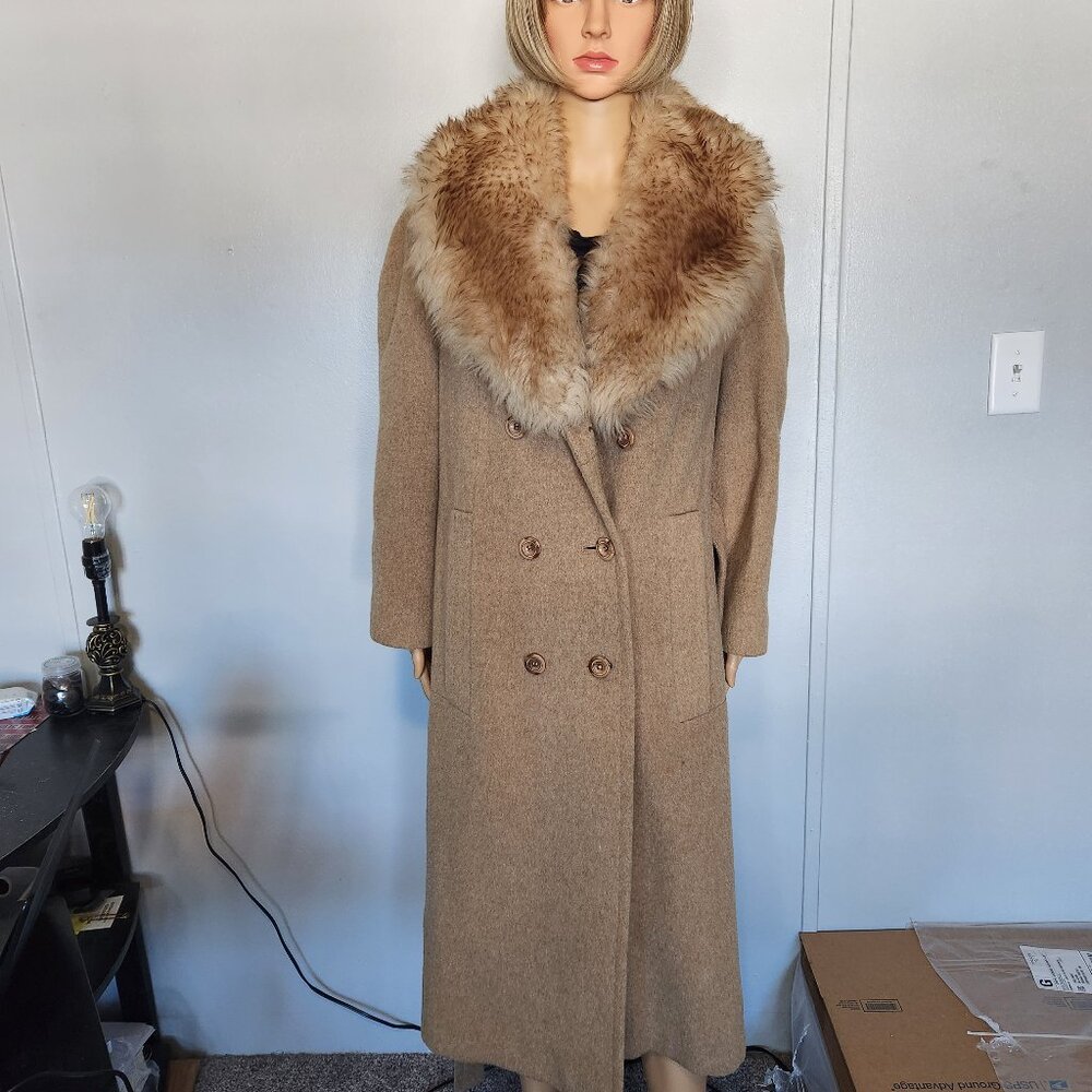 #679 Wool blend/lamb fur coat